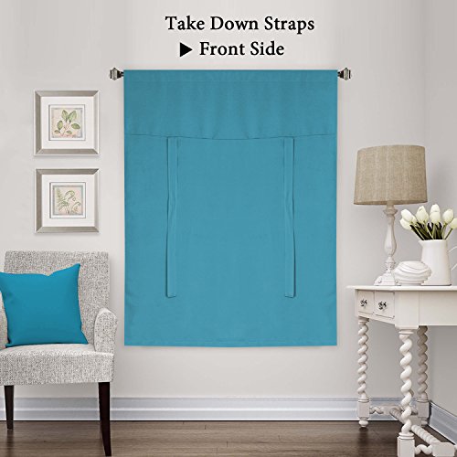 H.versailtex Balloon Shades Blackout Curtain Tie Up Shades Privacy Thermal Insulated Window Curtain Panel For Glass Door/Kitchen Window (1 Piece, 42 Inches W By 63 Inches L, Turquoise Blue) #TOP1