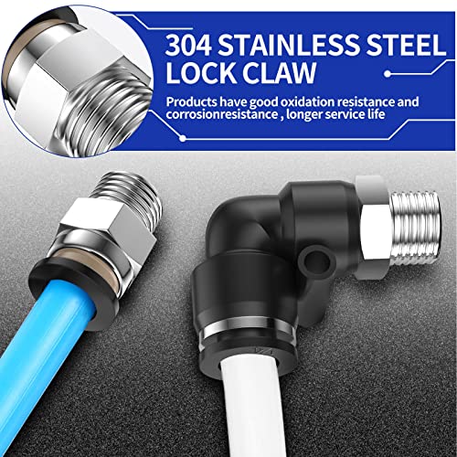 30Pieces Pneumatic Elbow Straight Combination 1/4 Inch Tube Od X 1/8 Inch Npt Push To Connect Tube Fittings Male Thread Straight Push Quick  Release Connectors Air Tool Connectors Connect Fittings #TOP4