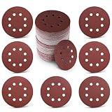 Ptalniy Sanding Disc, 100 Packs 5 Inch 8 Hole Sanding Discs Hook and Loop Sandpaper, Premium Aluminu