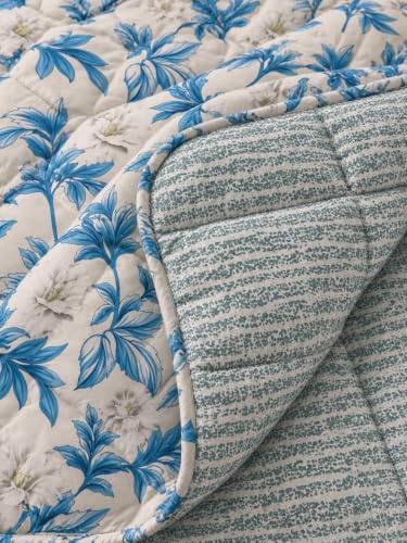 Image of Signature Reversible AC Comforter Set 350 GSM,Soft Microfibre King Size Quilt Blanket for Winter (Blue Magnolia, Double Bed)