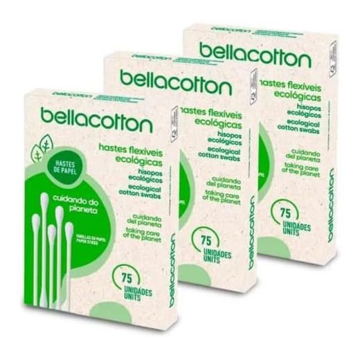 3 caixas de cotonete ecológico com hastes de papel biodegradável