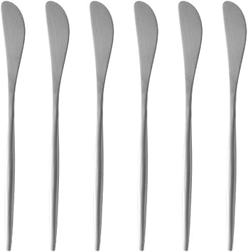Silver 18/10 Stainles Steel Butter Knife Cheese Spreader Knives Set, Slim Cutlery for Kitchen Hotel Restaurant Wedding Party, Matte Finish, Dishwasher Safe, Pack of 6
