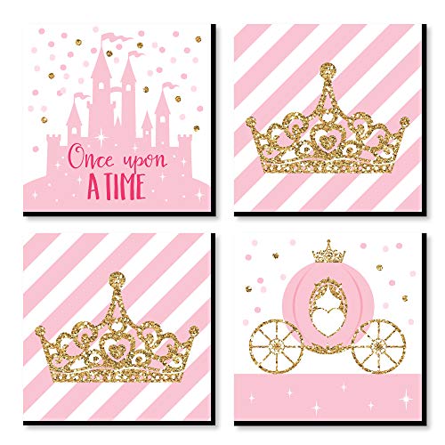 Image of Big Dot of Happiness Little Princess Crown - Kids Room, Nursery Decor and Home Decor - 11 x 11 inches Nursery Wall Art - Set of 4 Prints for Baby’s Room