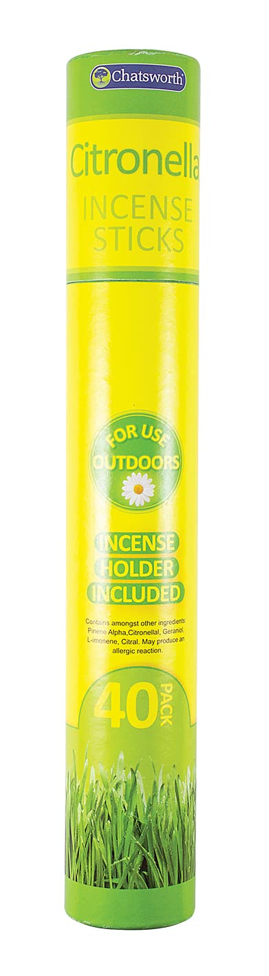 Chatsworth® Citronella Incense Sticks & Holder, Pack 30 Sticks