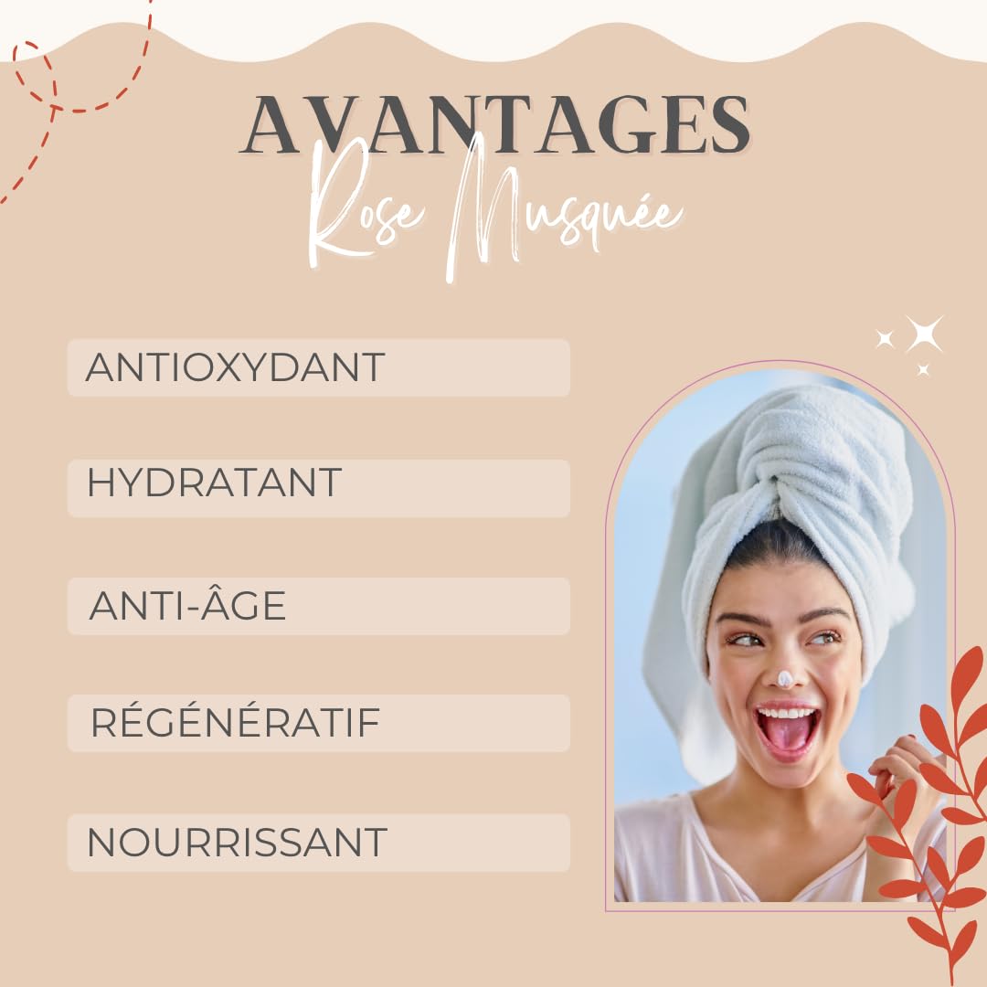 QKnatur - Huile de Rose Musquée 100% Naturel Bio Vegan - 250 ml - Cicatrices et Vergetures - Anti-rides Anti-âge - BIO - Pressée à Froid