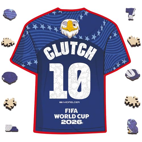 Image of Official FIFA World Cup 2026 Clutch T-Shirt Puzzles for Adults, 200 Pieces Football Merchandise Wooden Puzzles, Unique Soccer Gifts for Fans, Collectors Puzzle Sports Souvenirs | Wooden Jigsaw Puzzle