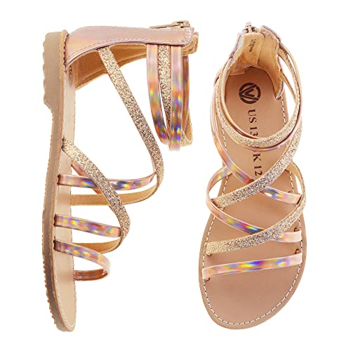 Image of Vonair Girls Sandals Strappy Gladiator with Zipper Comfort Summer Shoes