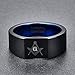 Vakki Tungsten Masonic Ring Freemason Symbol Black Blue Classic High Polished Ring Size 11