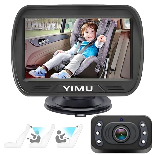 Image of YIMU 720P Rear Seat Baby Car Camera, Car Headrest Quick-Install Monitor, Night Vision, 360° Rotatable (KB42 with USB Cable)
