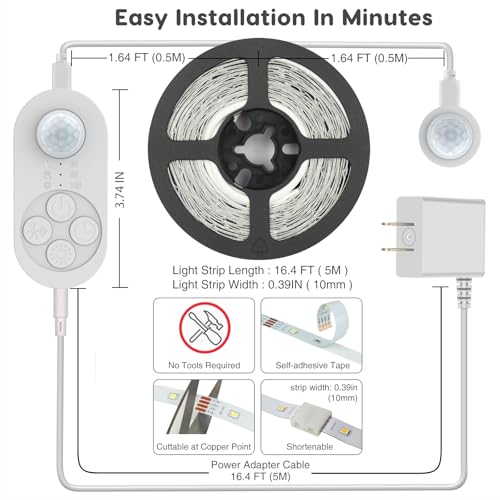 Luz LED con Sensor Doble para Interior 16.4FT Blanco Cálido miniatura 7