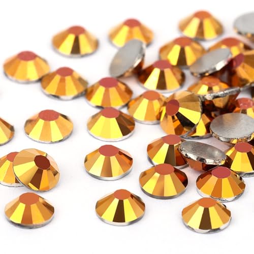 Image of Novani Rhinestones Flatback Rhinestones Glass Gems Stones Jewels Round Gemstones Non-Hotfix Crystal for Crafts,SS30,288 Pieces,Gold
