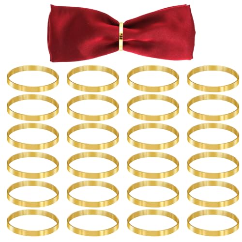Nogeqi 24 unidades de anillos de servilletas de metal oro rotondiy, anillos de naftalina dorados para servilletas, elegantes hebillas para servilletas, juego de Navidad, anillo para servilletas, boho