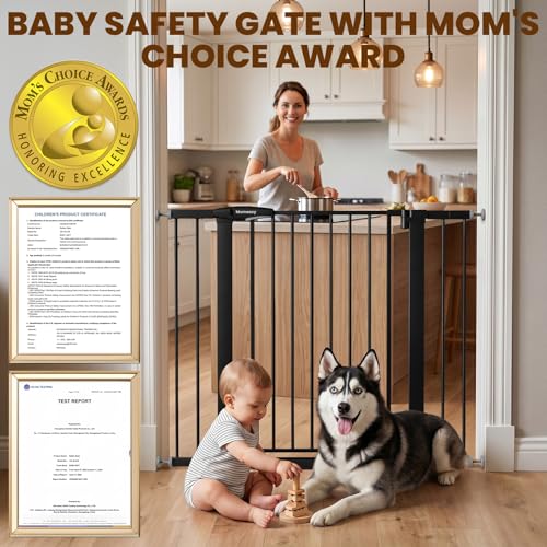 Image of Mumeasy 36 inch Extra Tall Baby Gate for Stairs, 29.7-43 inch Auto Close Dog Gate