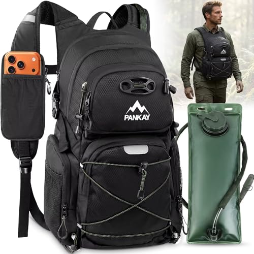 Pankay 25L Hydration Backpack Hiking, Hiking Backpack with Water Bladder, Detachable Phone Pouch &...