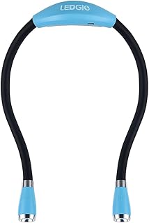 LEDGLE Rechargeable LED Book Light, Hands Free, USB Cable Included for Bed Reading or Read in Car, Flexible Arm, 4 Super Bright LED Bulbs, 4-Level Light Control(Light Blue-Upgrade)