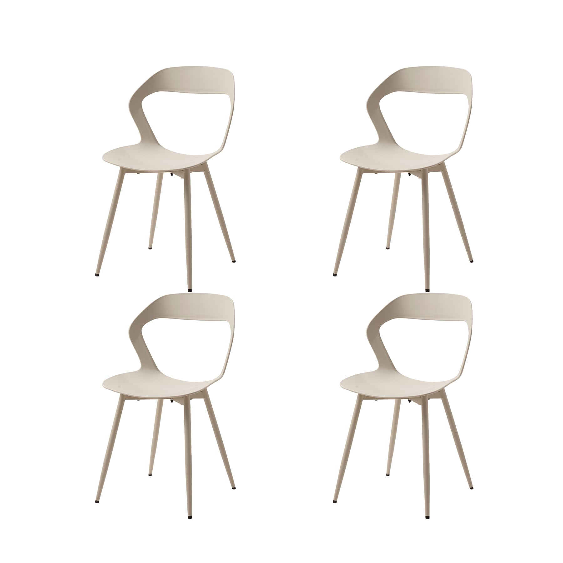 GrandCA HOME Set di 4 Sedie da Pranzo o Sedia da Ufficio con Gambe in Metallo, Sedie da Cucina per Soggiorno, Sala da Pranzo, Sala Riunioni, Beige+Beige