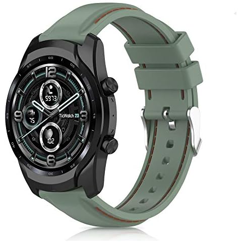 RIOROO Compatible with Ticwatch Pro 3/Pro 3 LTE/Pro/Pro 2020/ E2/S2/GTX Strap, 22mm Soft Silicone Wristband Sport Replacement Straps, Compatible for Huawei Watch GT2 46mm (No Smartwatch ),Green Cover