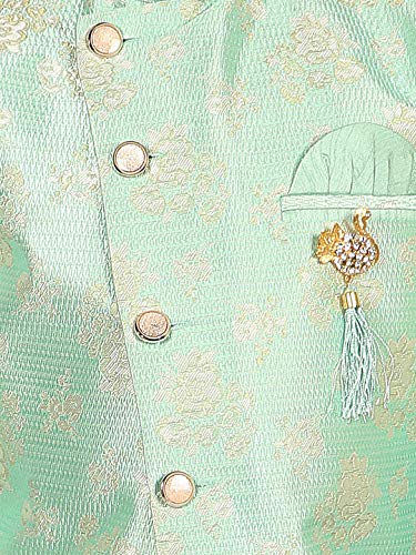 Image of AHHAAAA Kids Ethnic Silk Blend Sherwani Kurta and Pyjama Set For Boys