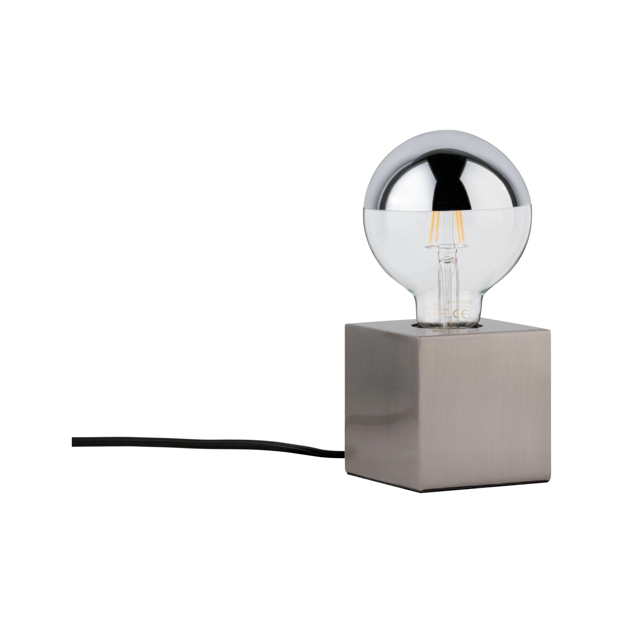 Paulmann 79730 Tischleuchte Kura max. 20 Watt Nachttischlampe Eisen gebürstet Tischlampe ohne Leuchtmittel Metall E27 (Packung mit 2)