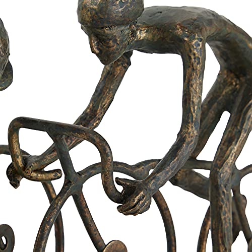 Deco 79 Polystone People Sculpture With Bike, 20" X 5" X 8", Bronze #TOP4