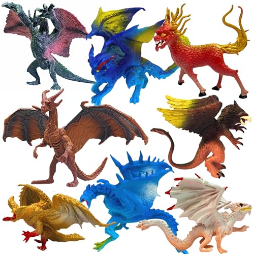 Image of Realistic Flying Dragons Dinosaur Animal Toys for Kids 3+ | Big Size 8PCs Attractive Multicolor Dino Animals Toy for Boys and Girls Birthday Gift for Children Education & Decor Items(Dragon 8)