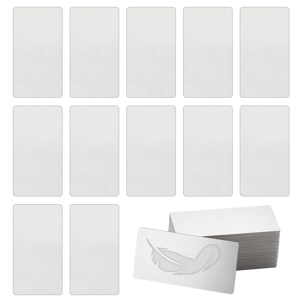 OLYCRAFT 30 etichette vuote in acciaio inox per incisione senza foro rettangolari 5 x 2,5 cm spazi vuoti per incisione su metallo incisione per fai da te e regali artigianali -Spessore 1 mm