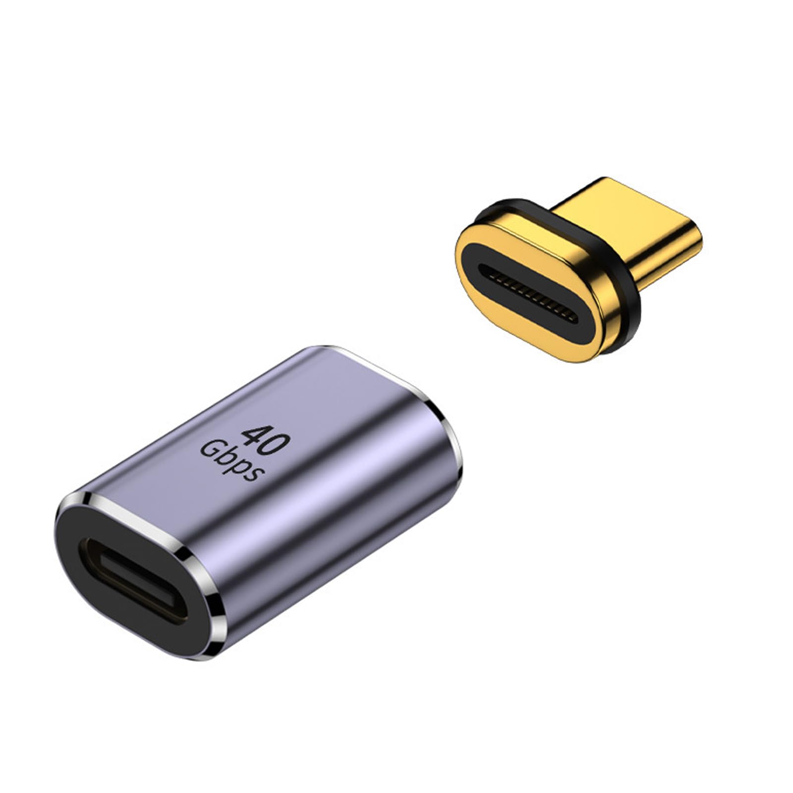 マグネット USB C ストレートヘッド 変換 アダプタ【40Gbps高速データ転送/100W PD急速充電/8K 60Hz HD映像信号伝送】Type C 変換 アダプタ オス メス 変換 PC/MacBook/Androidスマホ/Switchおよびその他のUSB Cデバイス対応 （1個）