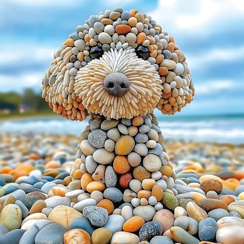 Image of 500 Piece Jigsaw Puzzles for Adults - Beach Stone Dog Animal Art Puzzle for Adults Challenging Fun Family Includes Poster & Dust-Free Pieces for Puzzle Lovers Premium (23 inchx15 inch)