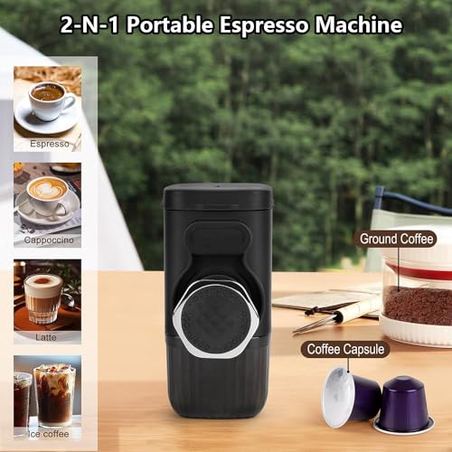 Cafetera portátil de mano 2 en 1 con tanque de 100 mL miniatura 2