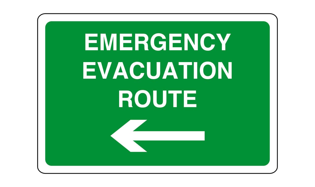 Safety First Display Ltd Green/White Emergency Evacuation Route Arrow Left - Safety Sign - High Tack Self-Adhesive Sticker (600Mm X 400Mm) Viewing Distance Within 20M.