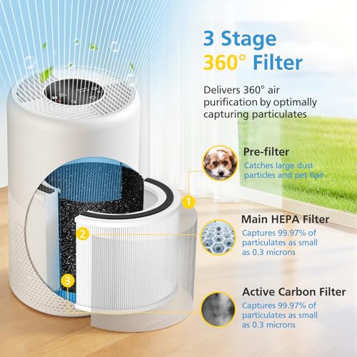 Image of 12070 Replacement Filter for Clorox Turbo Air Purifiers 11070, 2 Pack | 12070 Filters for Clorox 11070 Air Purifier, for Medium Rooms Up to 1,000 Sq Ft, 11070 Filters for Dust, Wildfire Smoke