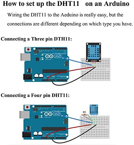 AITRIP 5pcs DHT11 Temperature Humidity Sensor Module Digital Temperature Humidity Sensor 3.3V-5V with Wires for Arduino Raspberry Pi 2 3