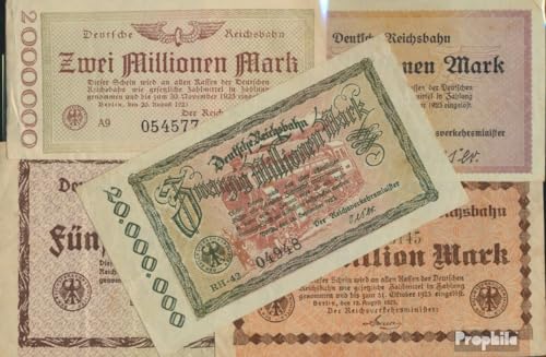 Prophila Collection Geldschein Berlin 5 Verschiedene Inflationsscheine der Deutschen Reichsbahn Berlin (Banknoten für Sammler - kein Zahlungsmittel)
