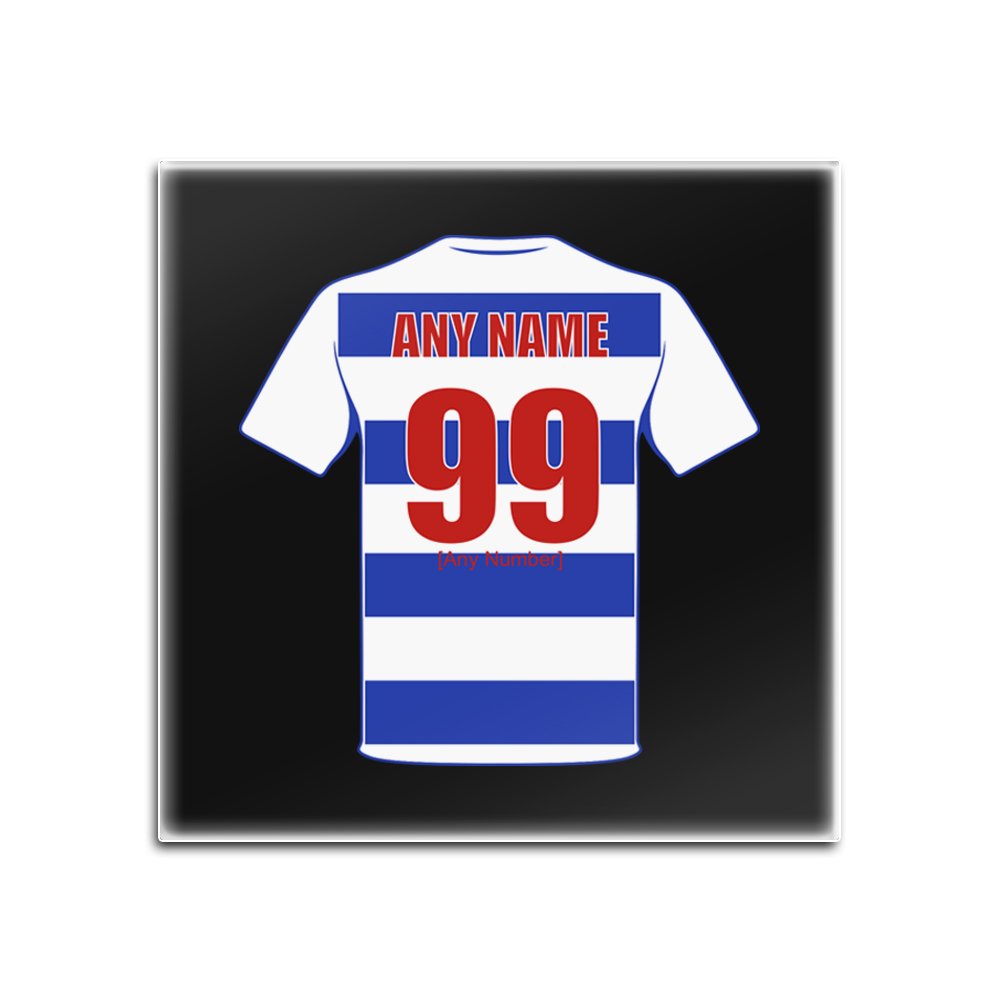 UNIGIFT Personalised Gift - Set of 4 x Queen Park Rangers Glass Square Coasters (Football Club Design Theme, Colour Options) - Any Name/Message on Your Unique Mat Pad - QPR The Hoops Rs Queen