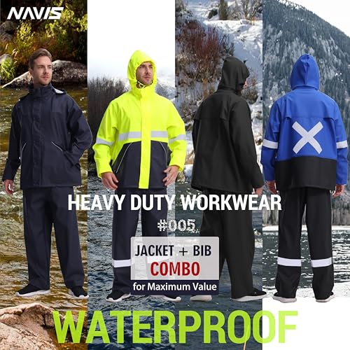 Rain Suit for Men Heavy Duty Workwear Waterproof Jacket with Pants 3 Pieces2