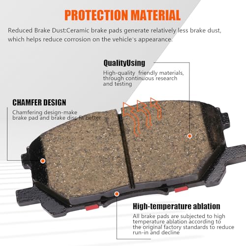 Image of D1005 Front Ceramic Brake Pads Kit Fit For Lexus RX330 2004-2006, For RX400h 2006-2008, For RX350 2007-2009, For Highlander 2006-2007