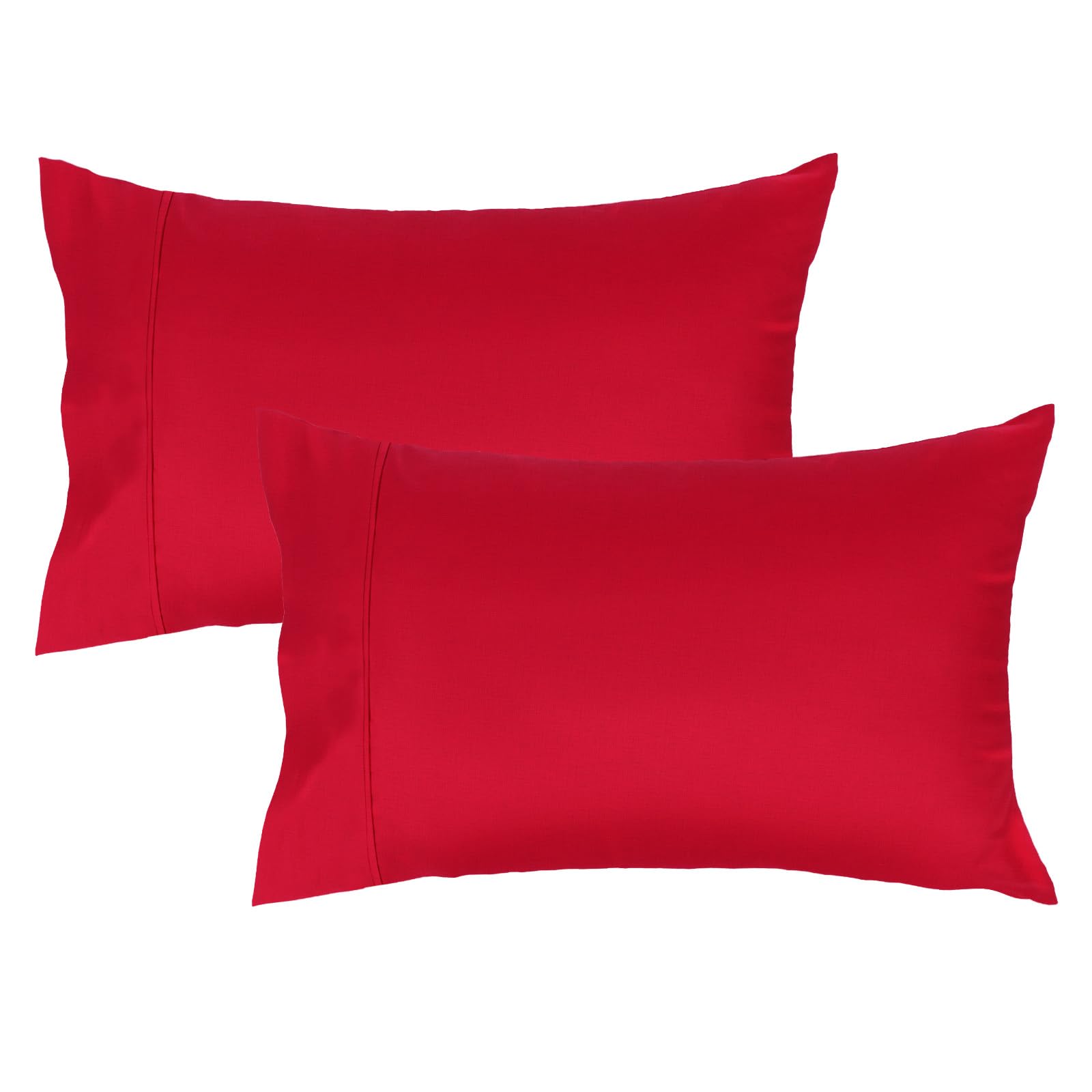 Lirex 2er Pack Satin Kissenbezug 40 x 70 cm - 100% Baumwolle Kissenbezüge,Superweicher Kopfkissenbezug, Hypoallergen, Kühlend, Oeko-TEX Zertifiziert, Rot