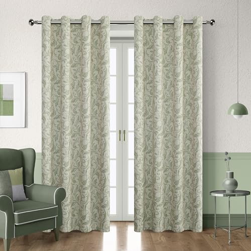 Image of 80% Blackout Curtains for Bedroom, Jade Window Drapes 54 Inch Length for Living Room, Thermal Insulated Grommet Curtains, 2 Panels