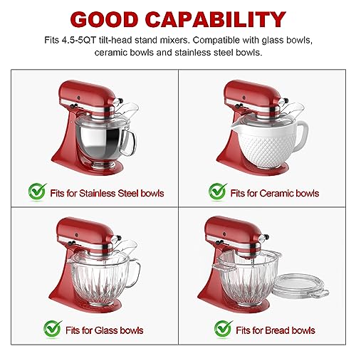 Pouring-Shield-for-KitchenAid-45-5QT-Mixer-BowlStainless-Steel-Glass-Ceramic-Secure-Fit-Splash-Guard-for-KitchenAid-Tilt-Head-Stand-Mixers-and-Dishwasher-Safe-As-Kitchen-Aid-Attachments Pouring Shield for KitchenAid 45 5QT Mixer BowlStainless Steel Glass Ceramic Secure Fit Splash Guard for KitchenAid Tilt Head Stand Mixers and Dishwasher Safe As Kitchen Aid Attachments