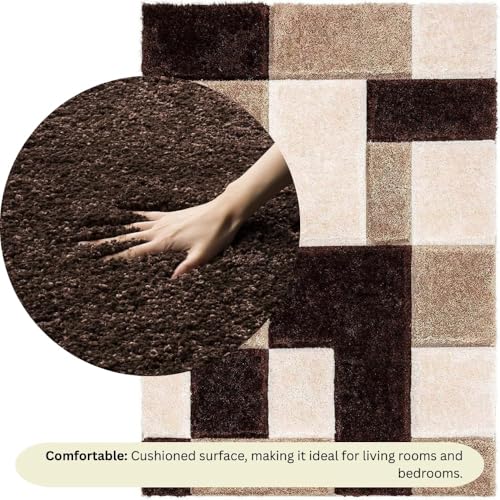 Image of Carpet for Hallway, Kitchen, and Modern Interiors, Cozy Shag Runner for Living Room, Entryway & Office Decor Size 4x6 feet Coffee Box 3D