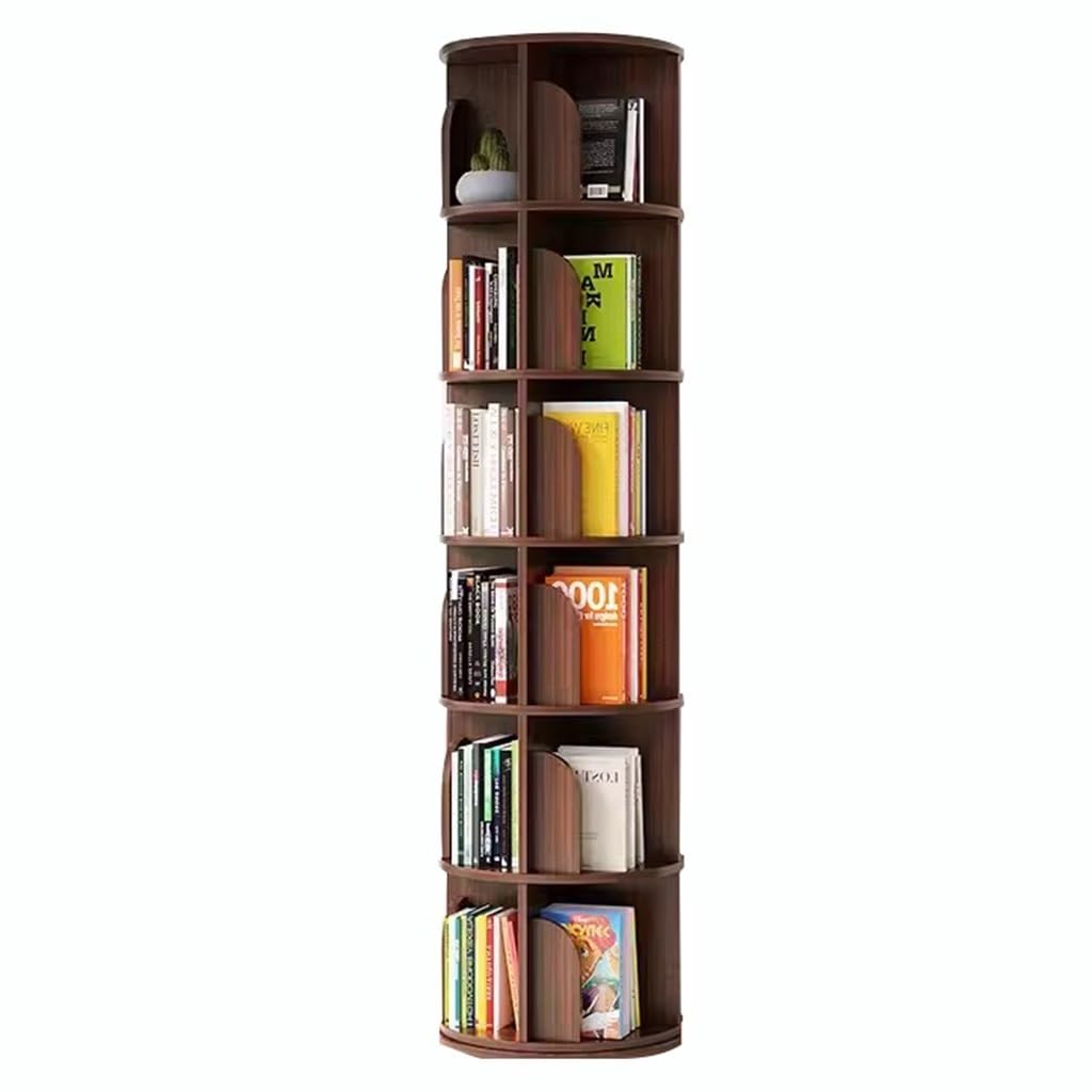 2/3/4/5/6-Tier Revolving Bookshelf Round 360 Display Round Bookshelf Narrow Swivel Corner Book Shelf Bookcase Storage Rack Organizer For Bedroom, Living Room, Study Room(40 * 190cm)