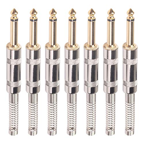 HEALLILY Effect Pedal Connector 6.35mm Plug Instrument Connector Pedalboard Accessories for Electric Guitar Electric Bass 10PCS (Golden)