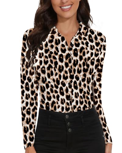 Image of Soneven Womens Golf Polo Shirts 3 /4 Long Sleeve V Neck Button Down Shirts Business Causal Work Blouses Tops