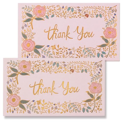 Kleine Dankeskarten im Großpack, 100 Stück Mini-Dankeskarten für Ihre Bestellung, goldfolie-gedrucktes florales Design, 5 x 9 cm, Visitenkartenformat Kleine Dankeskarten im Großpack, 100 Stück Mini-Dankeskarten für Ihre Bestellung, goldfolie-gedrucktes florales Design, 5 x 9 cm, Visitenkartenformat