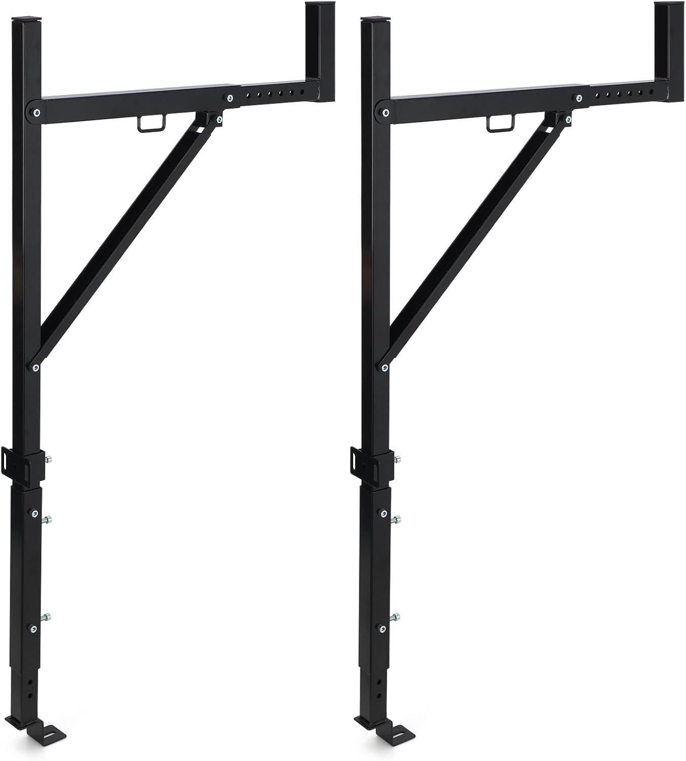 Pickup Truck Ladder Rack | Adjustable 19" - 34" Width & 38.6" - 44" Height | 250 LB. Load Capacity | Drilling Mounting Steel Truck Bed Rack | Ideal for Kayak, Surfboard, Lumber (2 Pack)