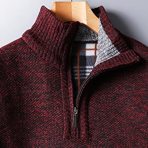 Men's Warm Knitted Pullover Winter Quarter Zip Male Knit Pullovers Sweater Slim Fit Casual Thick Knits Sweaters2