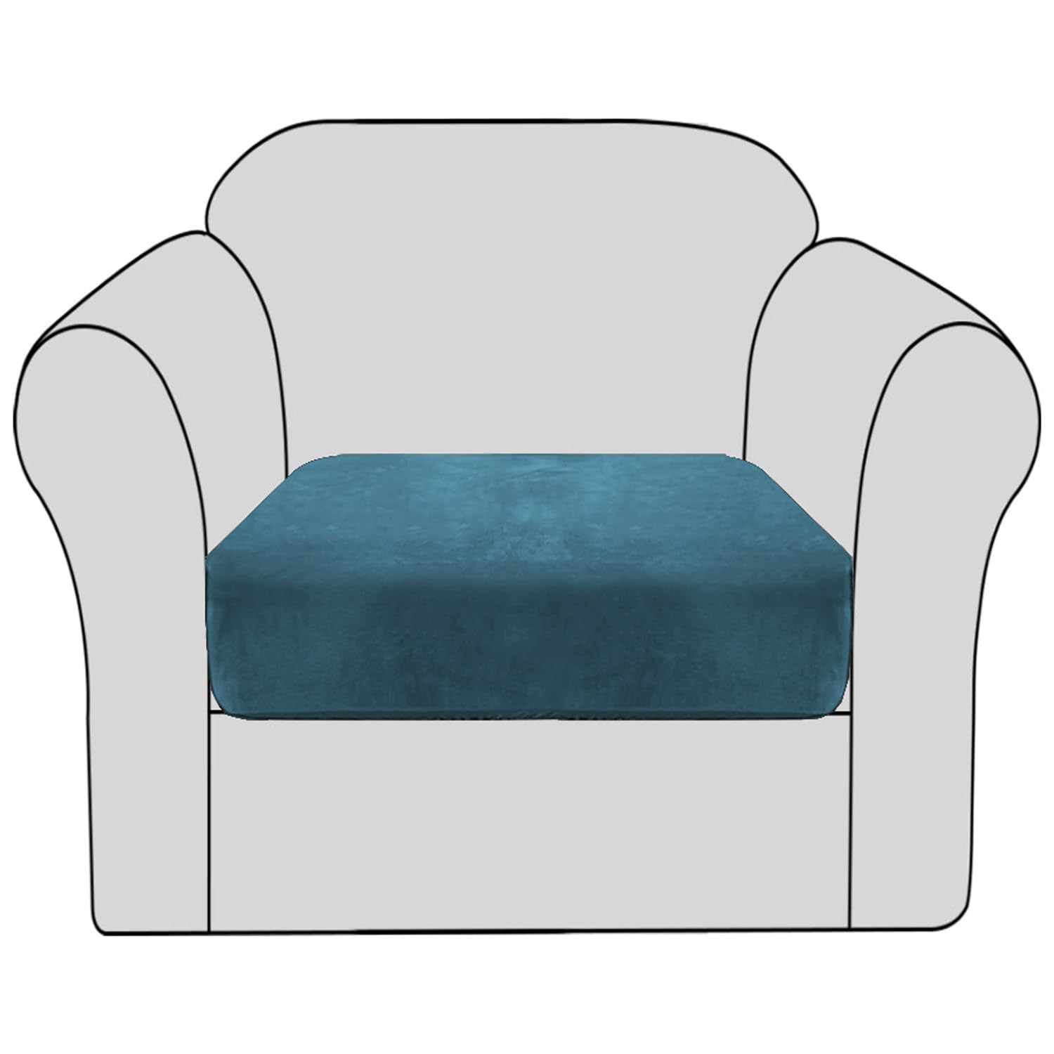 BellaHills Velvet Stretch Sofa Seat Cushion Covers Couch Cushion Covers Modular Seat Covers Furniture Protector Sofa Seat Cover with Elastic Bottom (3 Seater, Stone Blue)