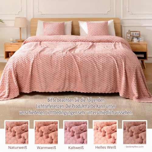 FY FIBER HOUSE Fleece Kuscheldecken, extra weiche Flauschige Decken, leichte, gemütliche Mikrofaser Sofadecke/Wolldecke für Büro… – Ansicht 6