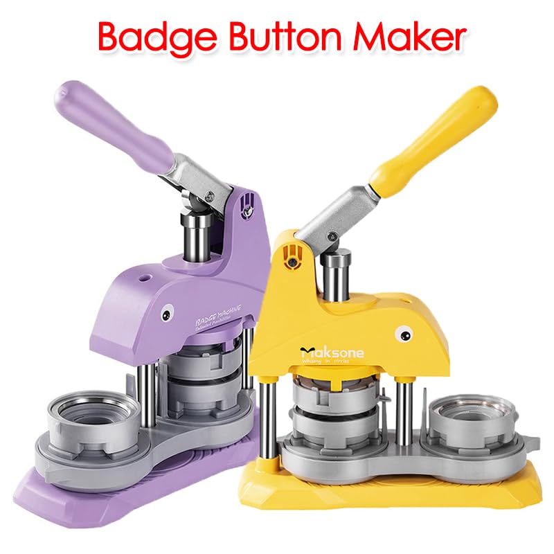 Machine à badges et boutons DIY 58 mm (sans consommables) for la fabrication d'aimants, de porte-clés autres accessoires(58mm Yellow Machine)