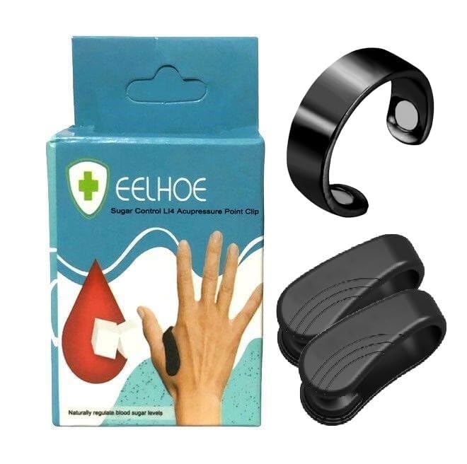 Image of Acupressure Diabetic Care Sugar Controller 2 Hand Pressure Point Clip Magnetic Power Clip With Magnetic Finger Ring